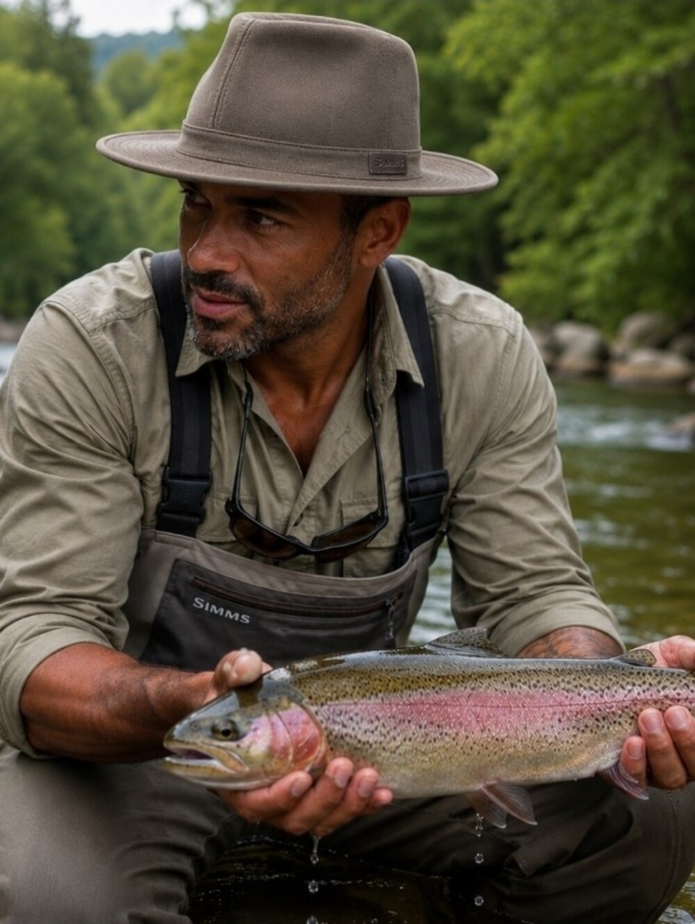Simms Outdoor Fedora Guide Hat in Olive Brown